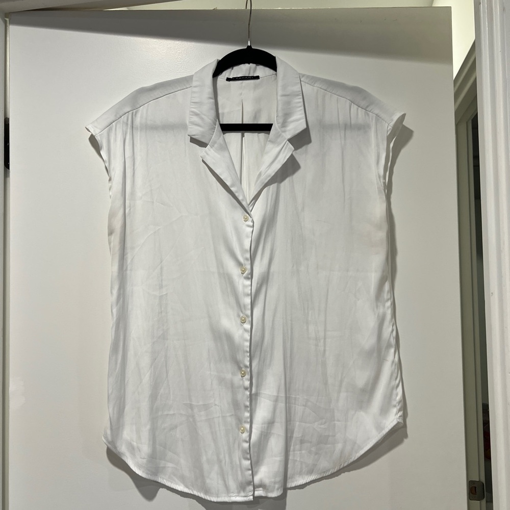 White Women's Button-Up Top - Tahari - L